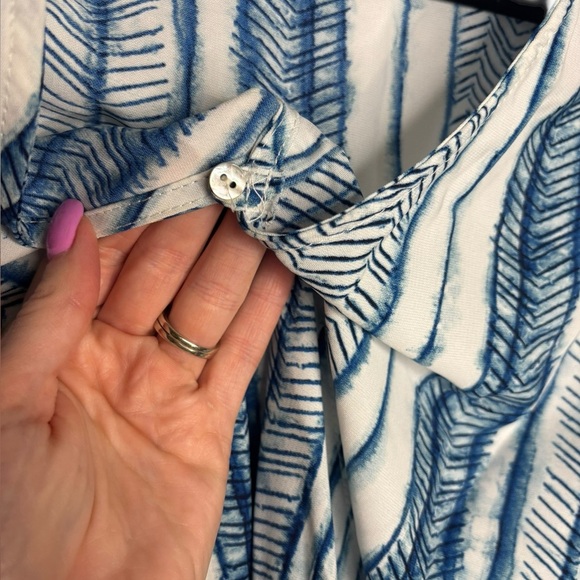 TYCHE Blue White Striped Belted Romper Size Medium - Picture 6 of 15